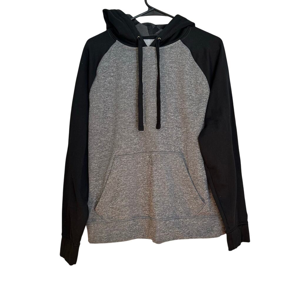 Champion Duo Dry Men's Reglan Pullover Hoodie Grey & Black Size L